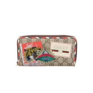 GG GUCCI Supreme Courier Tiger Printed Continental Wallet